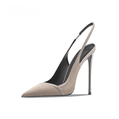 Wine red suede high-heeled summer new shallow mouth pointed thin heel party sexy and fashionable single shoe