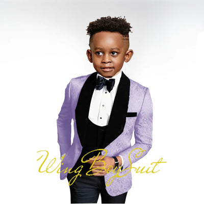 2023 New Boys Suit Wedding Tuxedo Three-piece Suit Floral Jacket Pants Vest Formal Party Kids Clothes