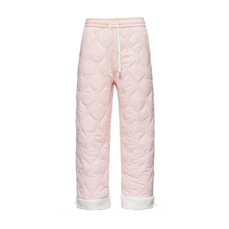 Winter Down Pants Men's Trendy Ski Waterproof Thick Fleece Warm Straight Cotton Trousers Women's Casual Cold-proof Padded Pants