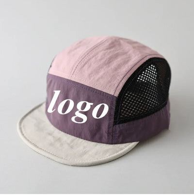 Custome Logo 5-Panel Baseball Cap For Men And Women Outdoor Breathable Mesh Flat Brim Sun Hat Hiking Camping Sports Snapback Hat