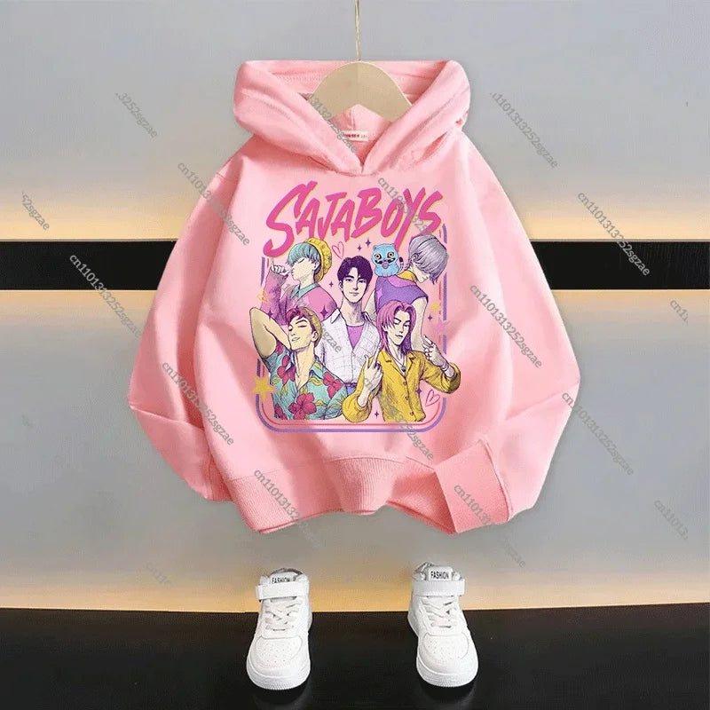 New 2025 KPop Demon Hunters Kids Hoodie: Cartoon Character Hooded Sweatshirt For Boys & Girls Casual Comfy Top