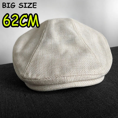 Big Size XL62cm Summer Linen Newsboy Caps Men Women Painter Berets Forward Hats Adult Casual Ventilate Breathable Advancing Hat