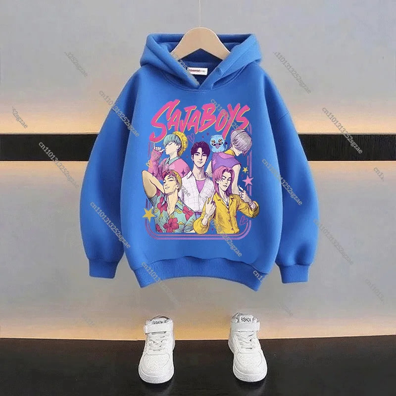 New 2025 KPop Demon Hunters Kids Hoodie: Cartoon Character Hooded Sweatshirt For Boys & Girls Casual Comfy Top