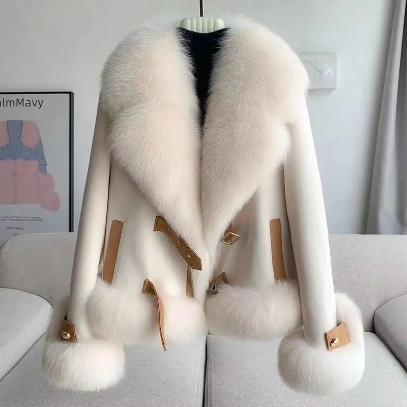 fashional designer  women's winter new thickened cotton-padded jacket imitation fur out cloth