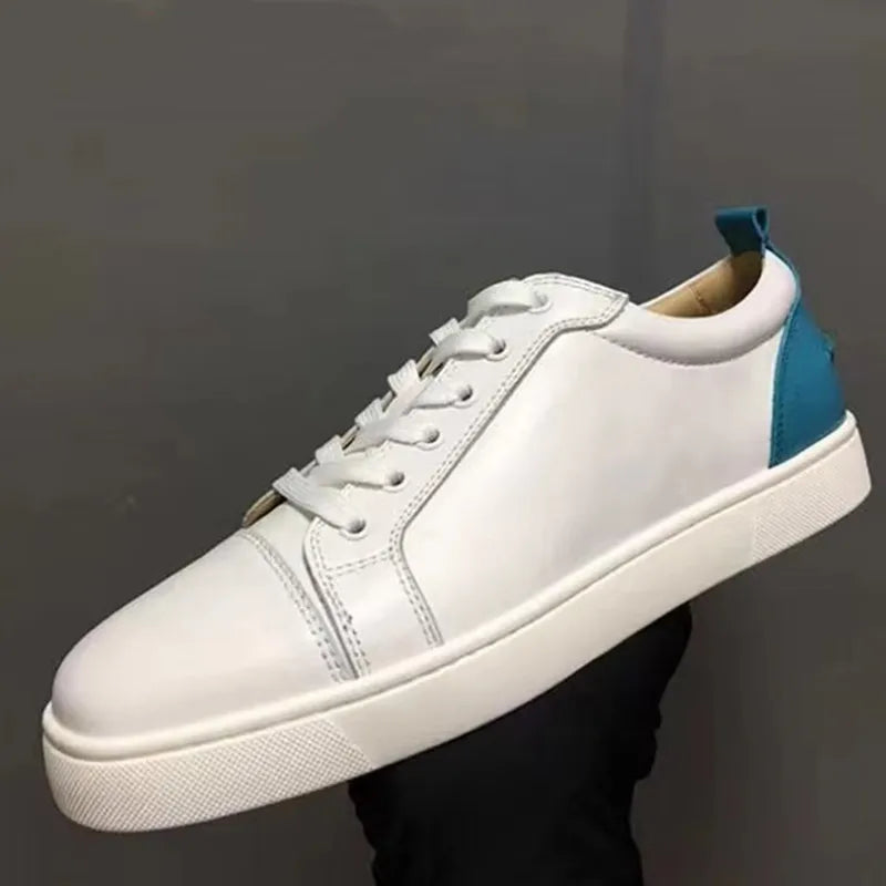 New Style Mixed Fashion Breathable Men's Sneakers Lace Up Precious Flats Men Large Size Walking Casual Men Shoes White Blue