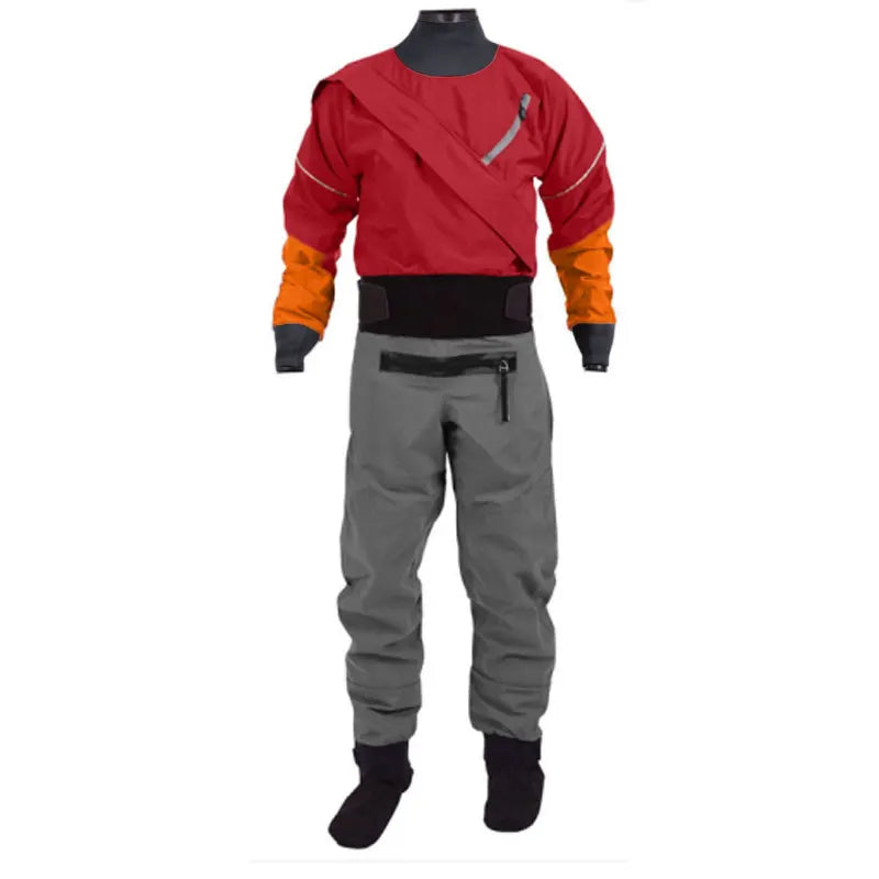 Men Waterproof Surfing Dry Suit 4-Layer Fabric Front Zipper Padding Kayaking Drysuit Overall