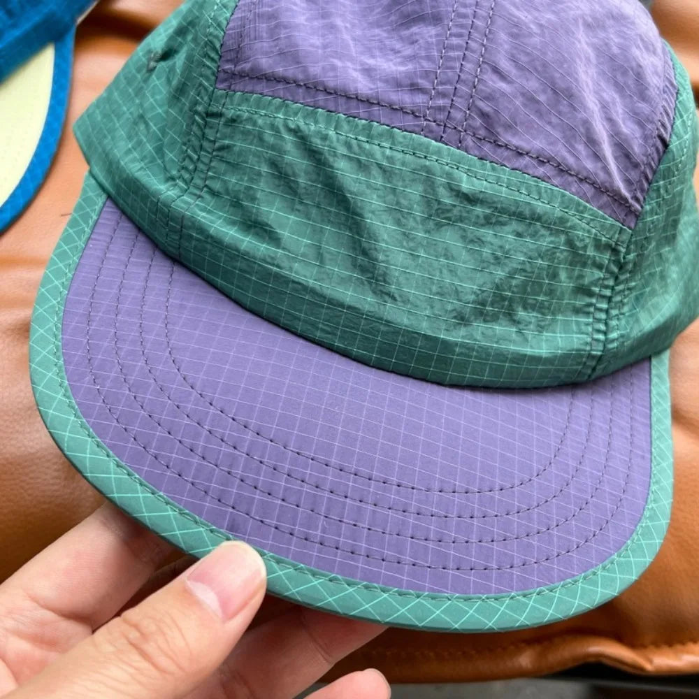 Casual Japanese Style Splicing Baseball Cap Quick-drying Adjustable Sunshade Cap Thin 5-Panel Sun Visor Cap Unisex