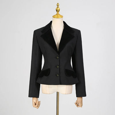 VGH Chic Simming Two Piece Set for Women Lapel Long Sleeve Patchwork Metal Buckle Tunic Coat Long Trousers Outfits Female New