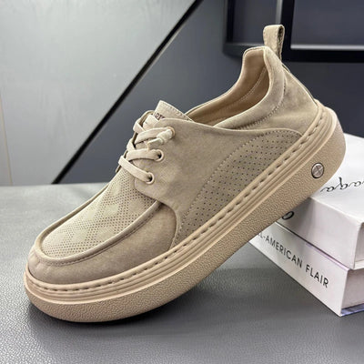 Summer New Lightweight Thick Bottom Casual Shoes Easy to Wear Slip on Lazy Person Cowhide Leather Shoes Breathable Rubber Sole