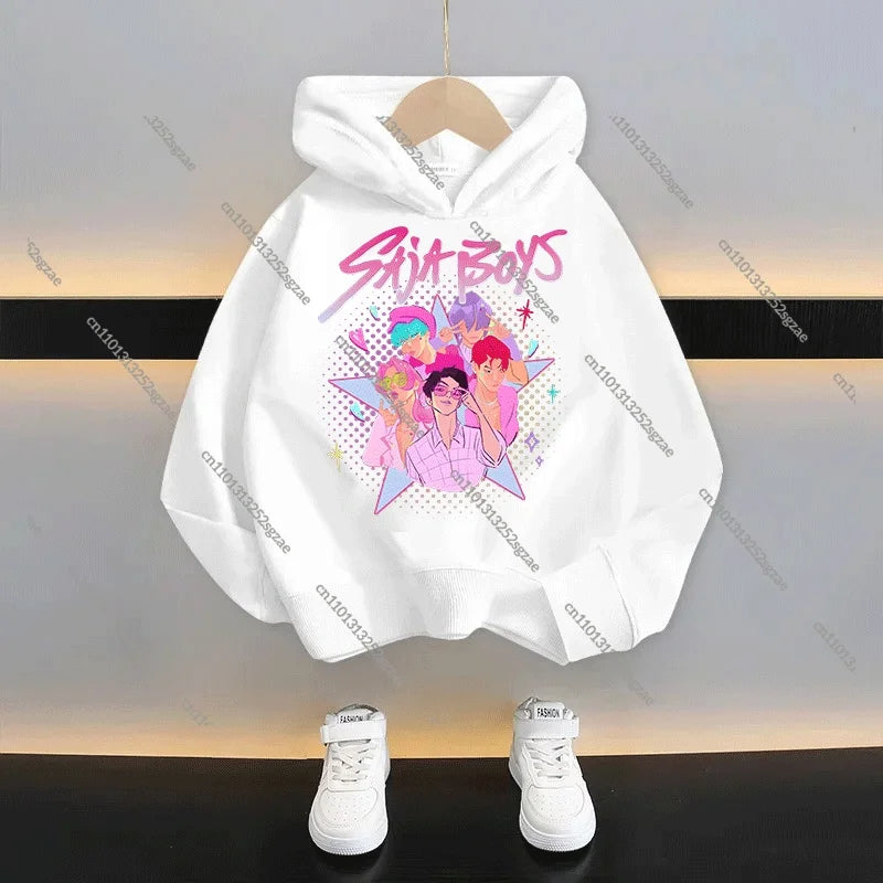 New 2025 KPop Demon Hunters Kids Hoodie: Cartoon Character Hooded Sweatshirt For Boys & Girls Casual Comfy Top