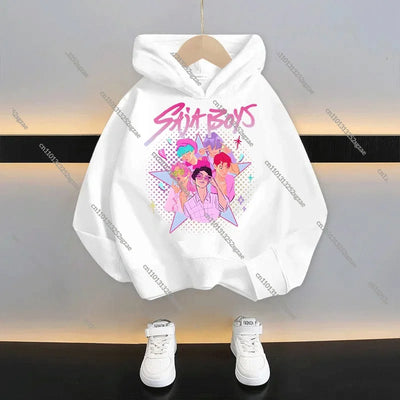 New 2025 KPop Demon Hunters Kids Hoodie: Cartoon Character Hooded Sweatshirt For Boys & Girls Casual Comfy Top