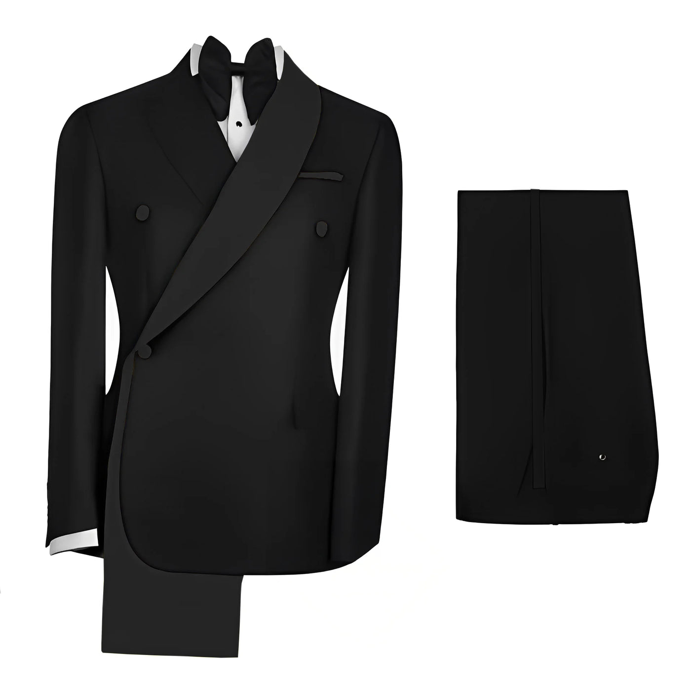 Fashionable Men's Suit 2 piece Set Black Jacket With Gold Collar Wedding Groom Tuxedo Classic Men's Tailored Blazer Pants