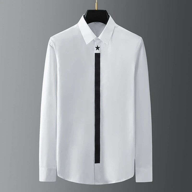 High-end men's shirt printed men's shirt long-sleeved lapel shirt daily outdoor shopping comfortable fabric large size xs-6xl