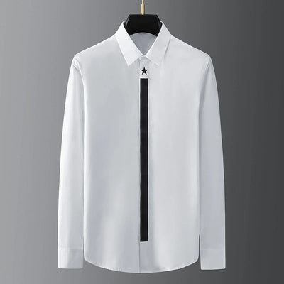 High-end men's shirt printed men's shirt long-sleeved lapel shirt daily outdoor shopping comfortable fabric large size xs-6xl