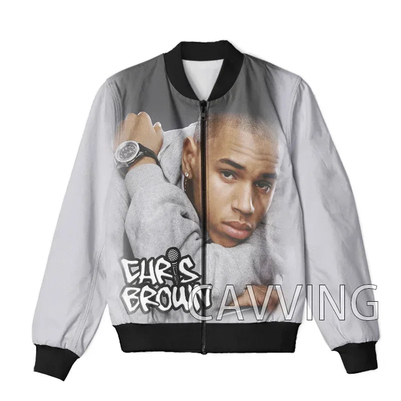 CAVVING 3D Printed  Rapper Chris Brown  Zipper Bomber Jackets Men Overcoat Mens Coat Zip Up Jackets for Women/Men   J02