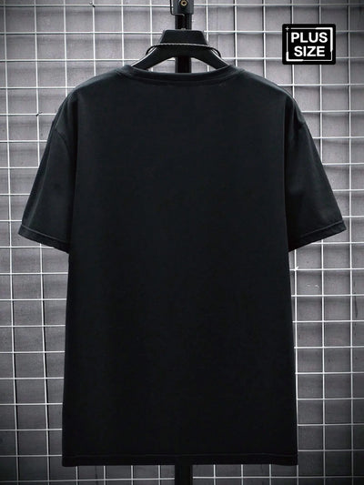 Men's summer 100% pure cotton fashionable casual sports loose Calvin letter pattern print round neck short sleeved T-shirt top