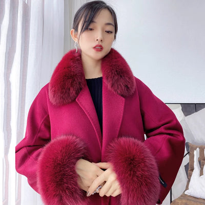 Real Fur Collar and Cuff Set Decor Women Winter Fox Fur Scarf Neck Warm Furry Natural Fur Cuffs Thick Fur Shawl Sleeves Scarves