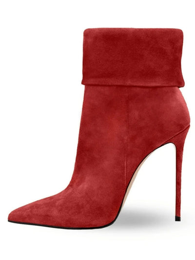 Minimalist Pointed Cuff Boots Women Party Wear Sleek Heels Side Zip Fashion Western Style Chic Pointy Toe Daily Footwear