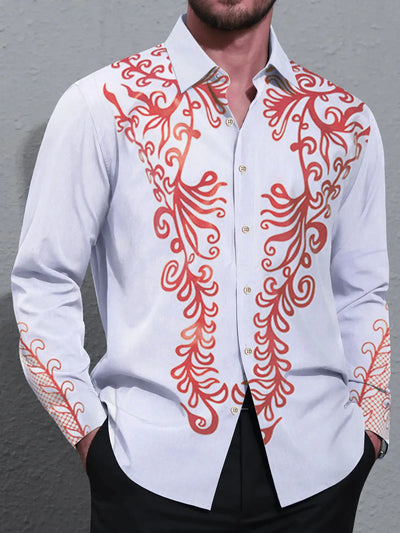 Men's shirts, button down shirts, casual shirts, spring and summer, printed long sleeves, daily, fashionable, comfortable