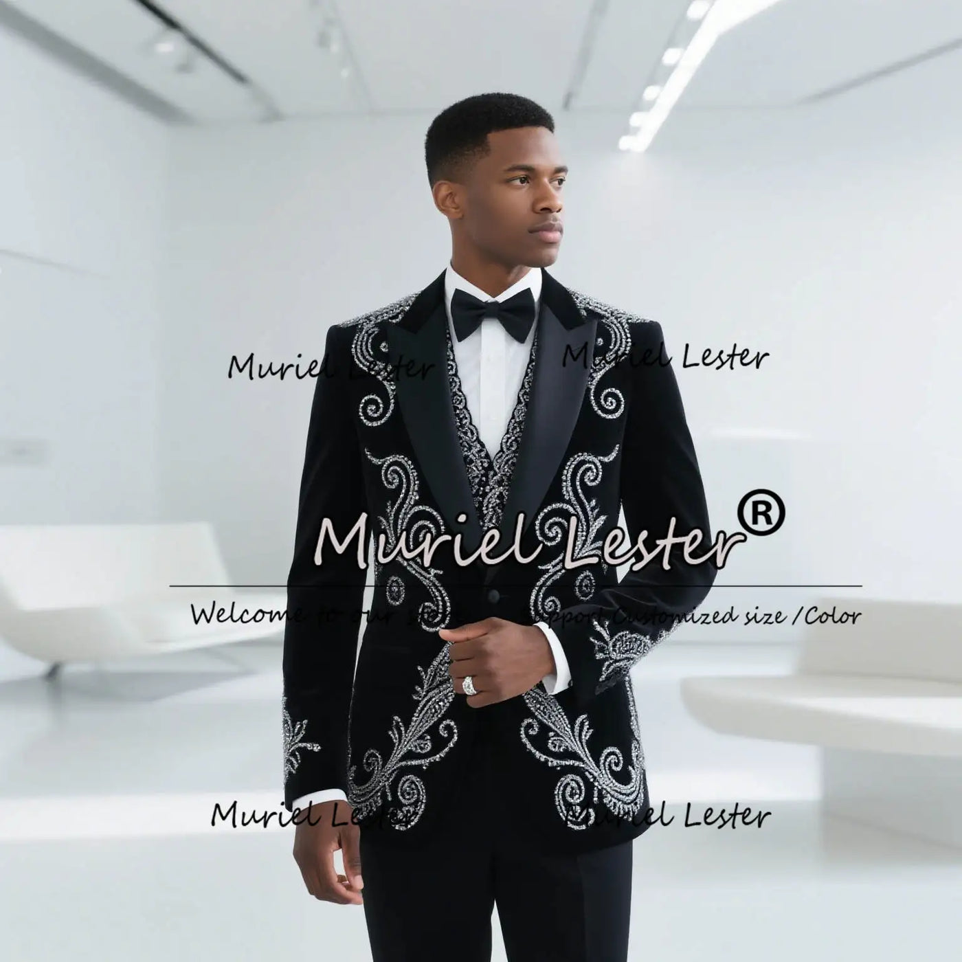 Crystals Beaded Men Suits 2 Pieces Prom Party Blazer Customized Slim Fit Wedding Groom Tuxedos Jacket Pants Costume Homme 2025