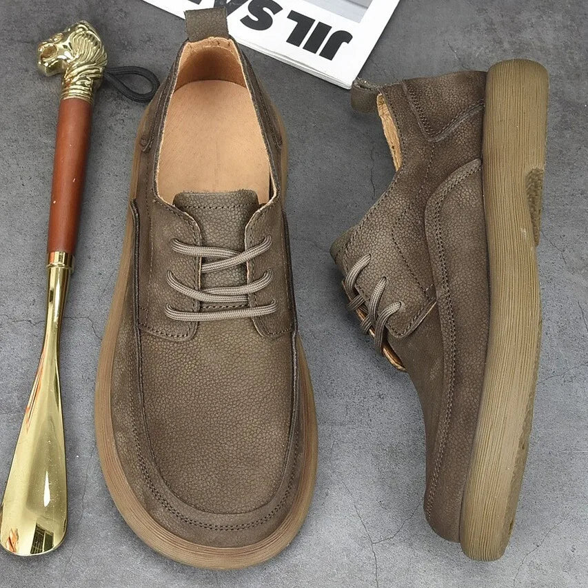 Autumn Cow leather soft derby lace up Men Shoe Casual Designer Comfortable Walking footwear Sneakers outdoor work shoes