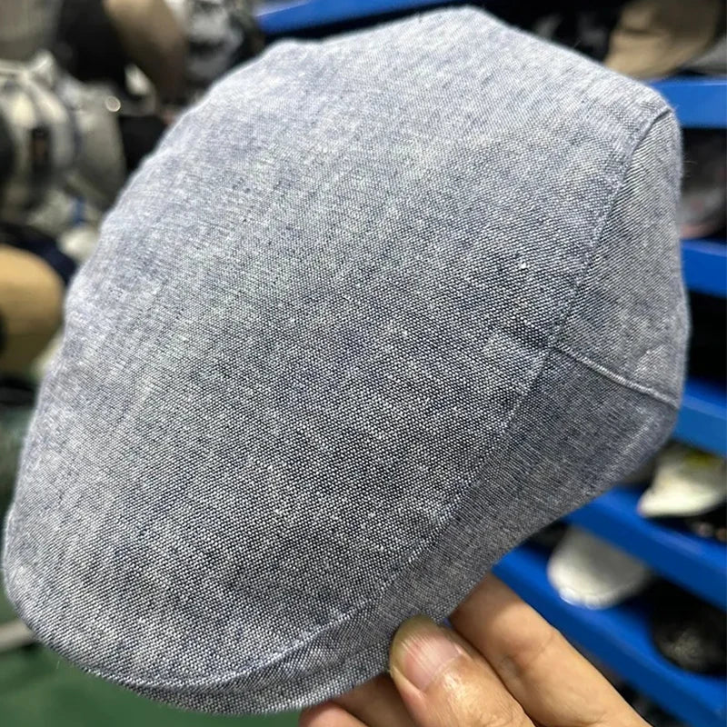 Men's Classic England Style Hat Berets Breathable Caps for Men Women Summer Autumn Flat Cap Cotton Linen Retro Beret Hats Cap