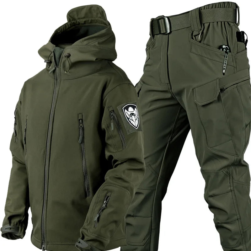 5XL 6XL Low Price Sale of Men's Outdoor New Soft Shell Waterproof and Cut Resistant Thick Wool Fleece Multi Pocket Tactical Set