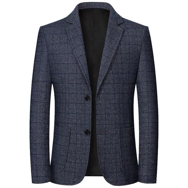 Spring Autumn Men's Plaid Blazers Smart Casual Formal Suits Jackets Coat Men Fashion Slim Fit Turn Down Collar Blazers Outerwear