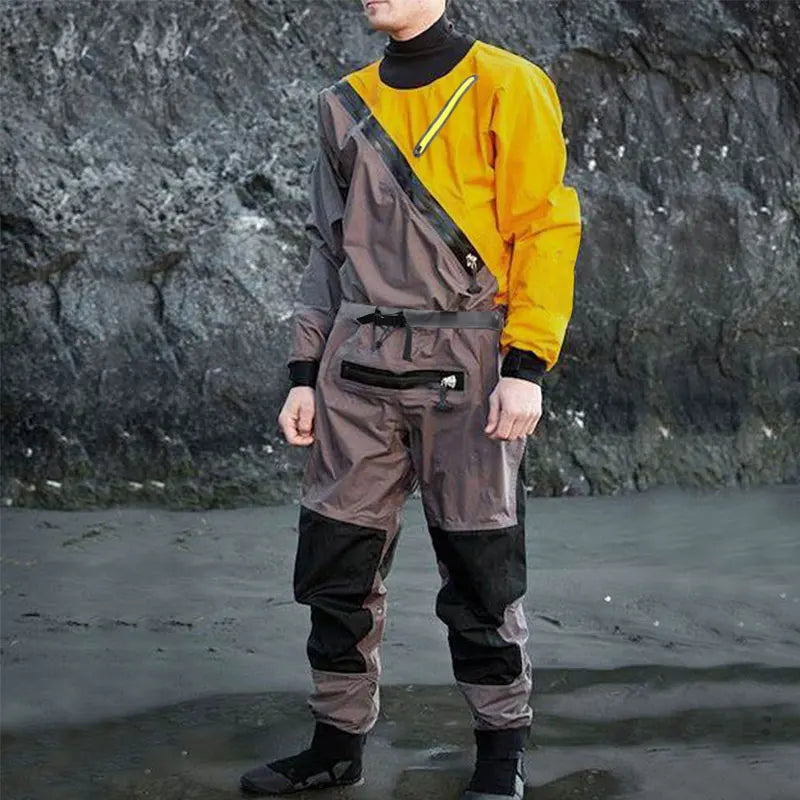 3-Layer Waterproof Breathable Men's Dry Suit  Warm Drysuit for Expedition Paddling Kayak Fishing. Whitewater Wading Water Sport