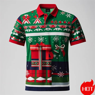 Funny 3D Cute Santa Claus Xmas Printed Polo Shirt For Men Happy Christmas Tee Merry Christmas Graphic Shirts & Blouses POLO Tops
