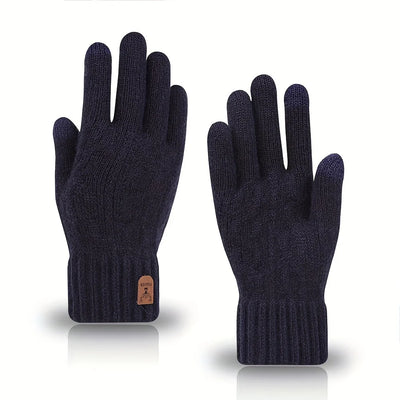 Winter Touch Screen Knitted Warm Glove Outdoor Anti Slip Cycling Driving Cold Proof Five Finger Glove Fashion Solid Glove Unisex