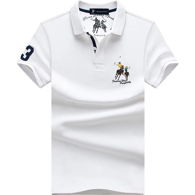 Summer Polo Shirt Men Cotton Casual Embroidery Polo T Shirt Solid Short Sleeve Lapel Button Shirt Business Fashion Designer Male