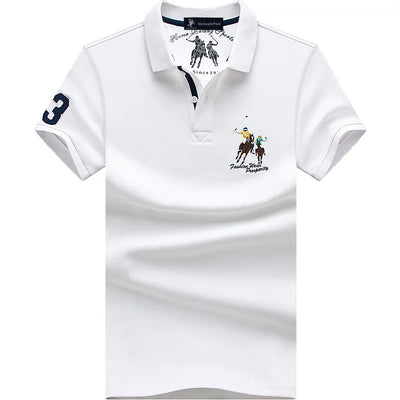 Summer Polo Shirt Men Cotton Casual Embroidery Polo T Shirt Solid Short Sleeve Lapel Button Shirt Business Fashion Designer Male
