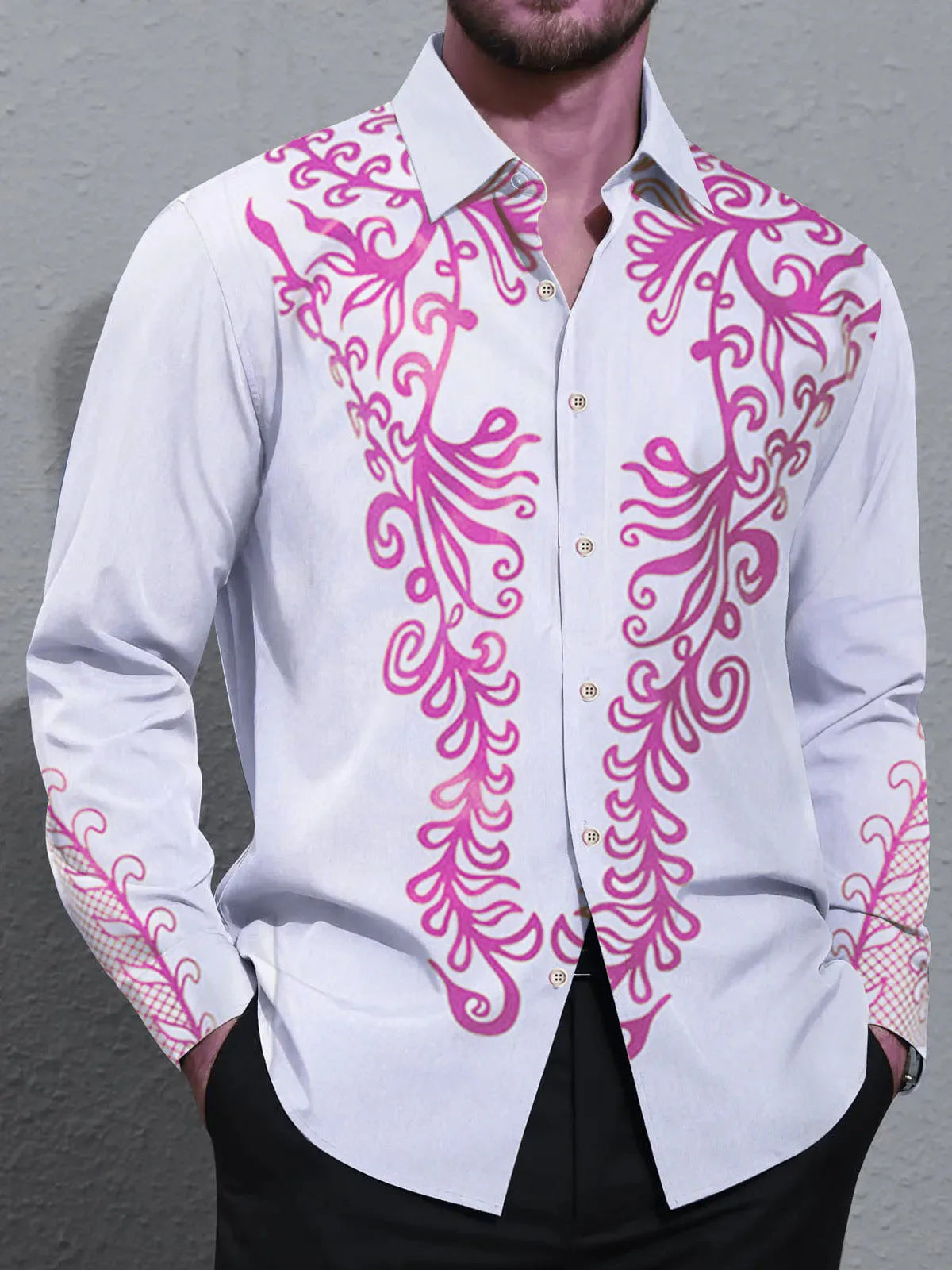 Men's shirts, button down shirts, casual shirts, spring and summer, printed long sleeves, daily, fashionable, comfortable