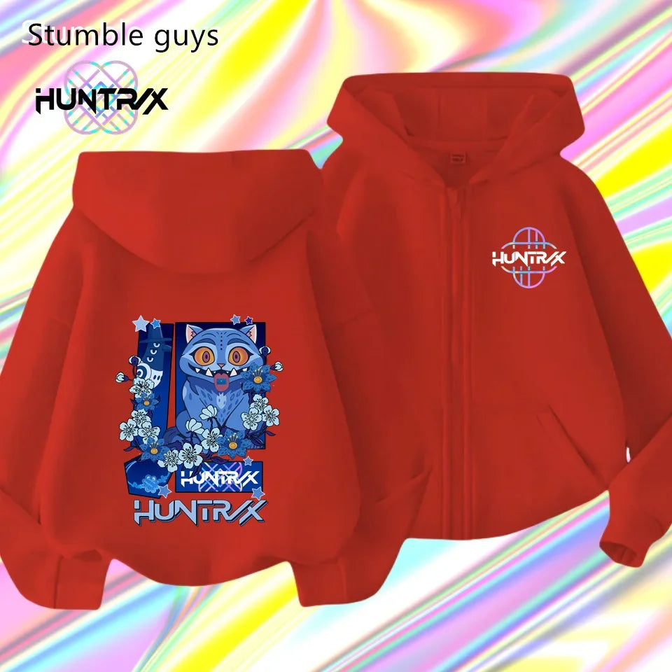 Autumn New KPop Demon Hunters Kids Boys Girls Zipper Hoodie Long Sleeve Sweatshirt Anime Clothes Trendy