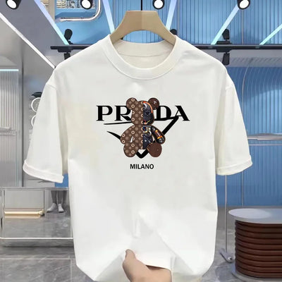 Men's luxurious printed summer high-quality T-shirt 100% pure cotton, relaxed and loose fit, stylish and unique, round neckline