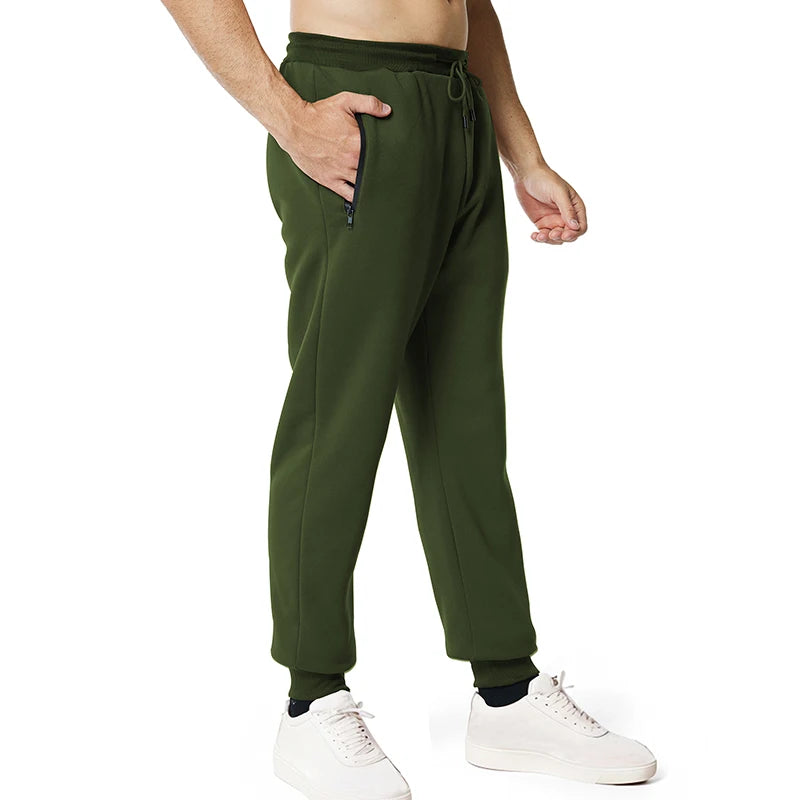 New Sweatpants Side Zipper Pockets Men Joggers Track Pants Elastic Waist Sport Casual Trousers Baggy Fitness Gym Clothing
