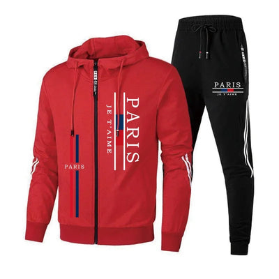 Paris Fashion Men's Tracksuit Zip-up Hoodie Black Sweatpants Autumn Winter Daily Casual Sporty Jogger Set Gym Fitness Sportswear