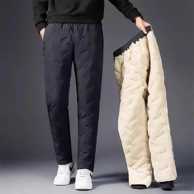 Men's Thiened Lamb Velvet Cotton Pants Autumn Winter Casual Warm Windproof Trousers for Working Outdoor Long Loose Fit Jeans