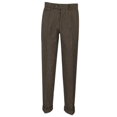 Slim Fit Men's Business Suit Pants Pleat-Front Herringbone Woolen Trousers For Men Dress Pants For Wedding Party Groomsman Suit