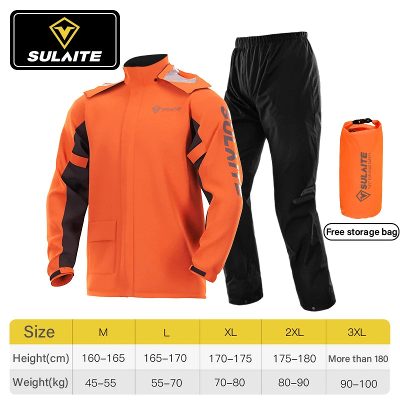SULAITE Motorcycle Raincoat Men Split Capa De Chuva Motoqueiro Waterproof Motorbike Rain Coat Chubasquero Moto Clothing