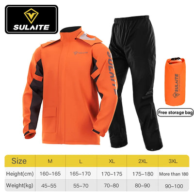 SULAITE Motorcycle Raincoat Men Split Capa De Chuva Motoqueiro Waterproof Motorbike Rain Coat Chubasquero Moto Clothing