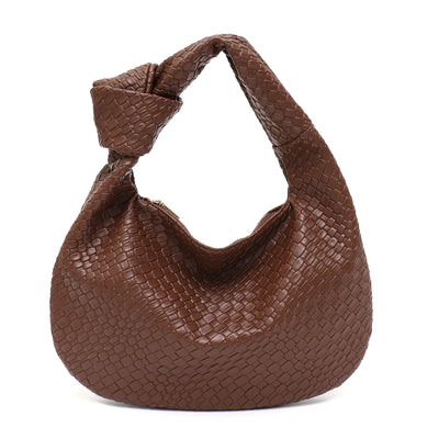 CEZIRA Women Classic Fashion Woven Embossed Hobo Soft PU Vegan Leather Knotted Strap Small Top-handle Shoulder Bag Casual Daily