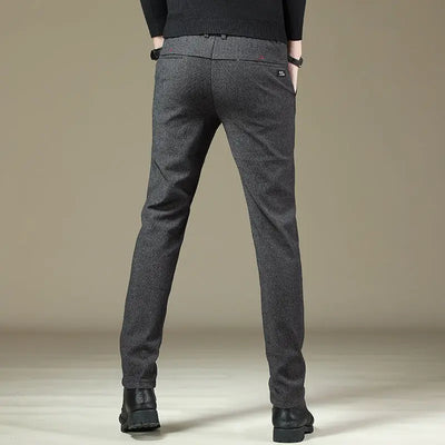 Autumn Winter New Men Casual Fleece Suit Pants Streetwear Fashion Business Versatile Thicken Solid Male Baggy Straight Trousers