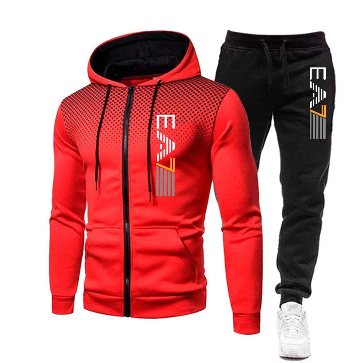 New men's warm hooded sports suit Men's sports fitness wear Men's running set Sports suit with hood Men's hooded coat for sports