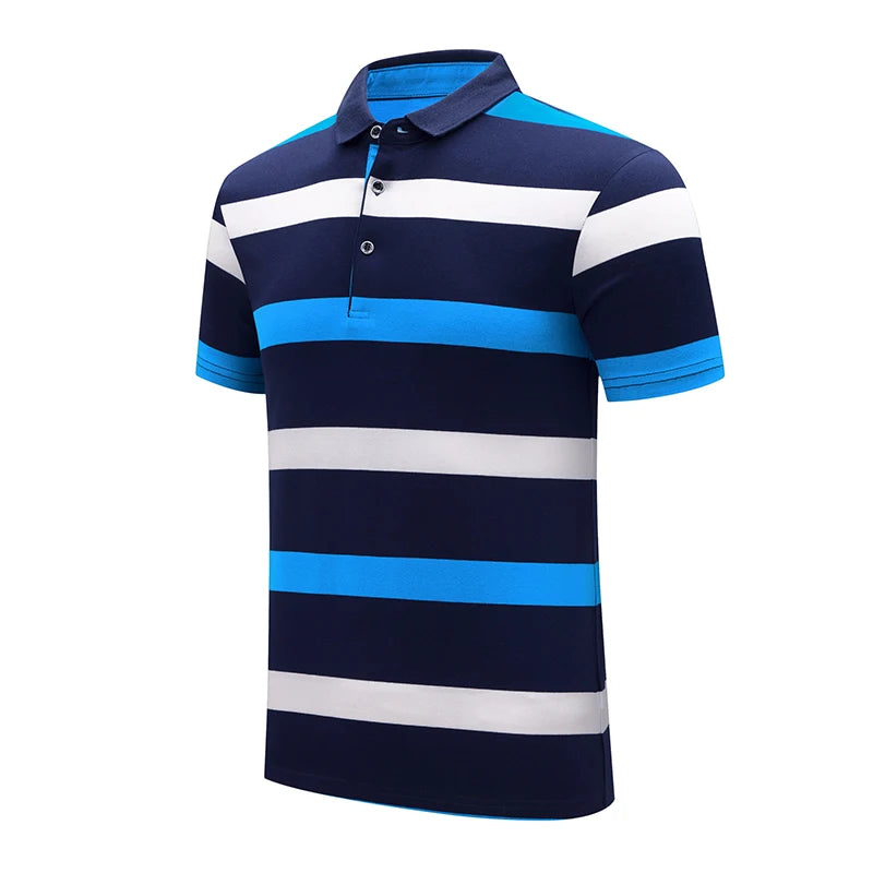 New Summer Men Classic Striped Polo Mens Cotton Short-Sleeved Embroidered Business Casual Hot Polo Shirt Male Dropshipping