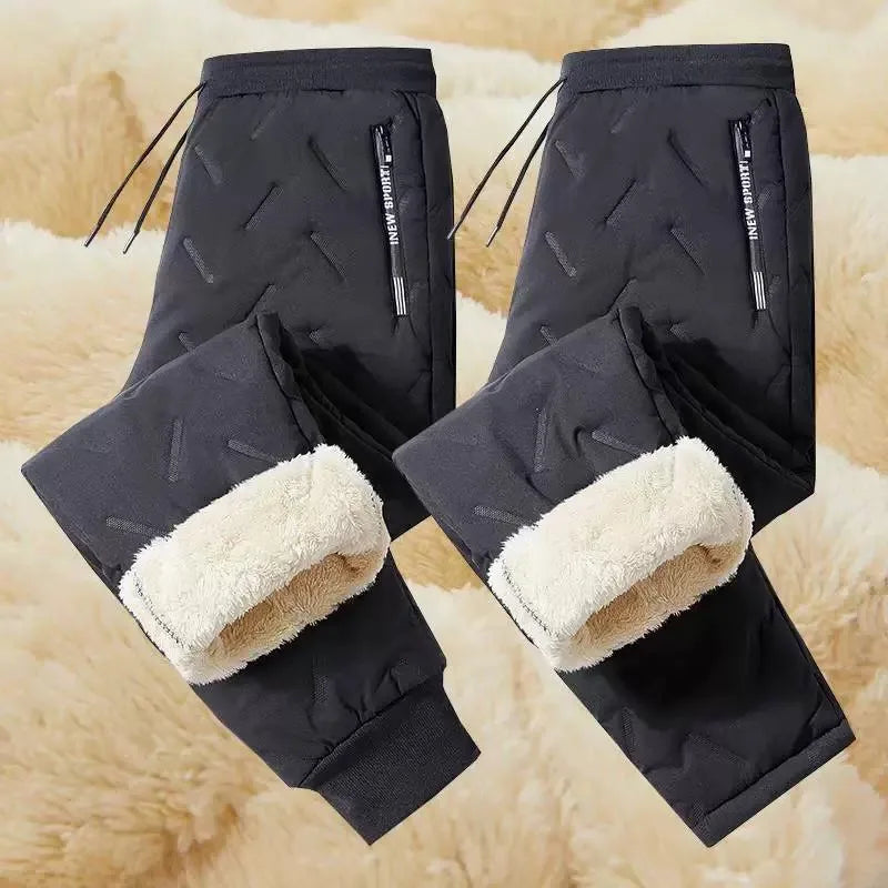 Thiened Lamb Velvet Men's Winter Outdoor Cold-resistant Warm Fce Lined Pants Large Size down Cotton Pants