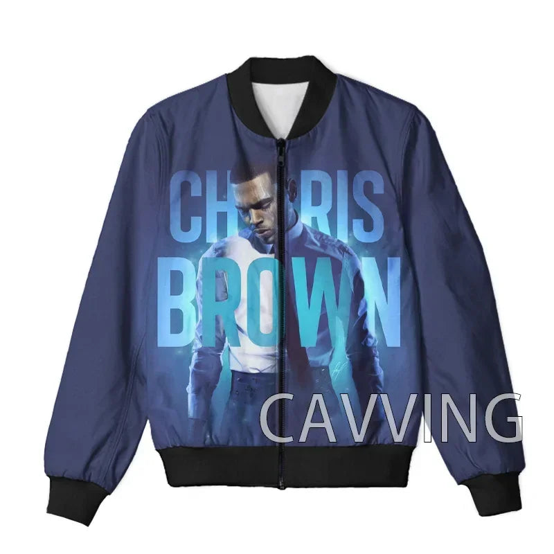 CAVVING 3D Printed  Rapper Chris Brown  Zipper Bomber Jackets Men Overcoat Mens Coat Zip Up Jackets for Women/Men   J02