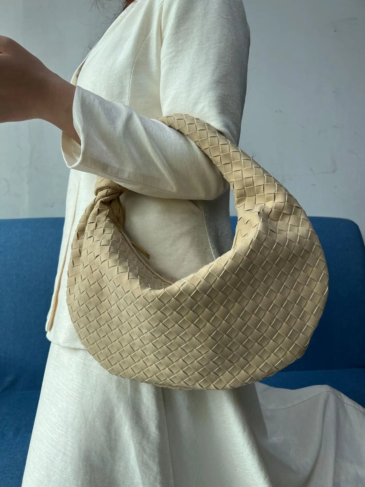 New woven bag high-end western-style casual armpit bag women's single shoulder handbag large dumpling bag hand-held bag
