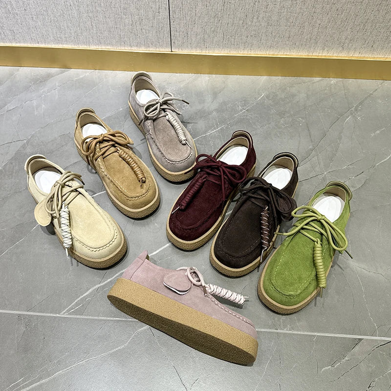 AIYUQI Genuine Leather Women's Shoes 2025 New Flat Non-slip  Derby Female Shoes Large size Lace-up Loafers For Women